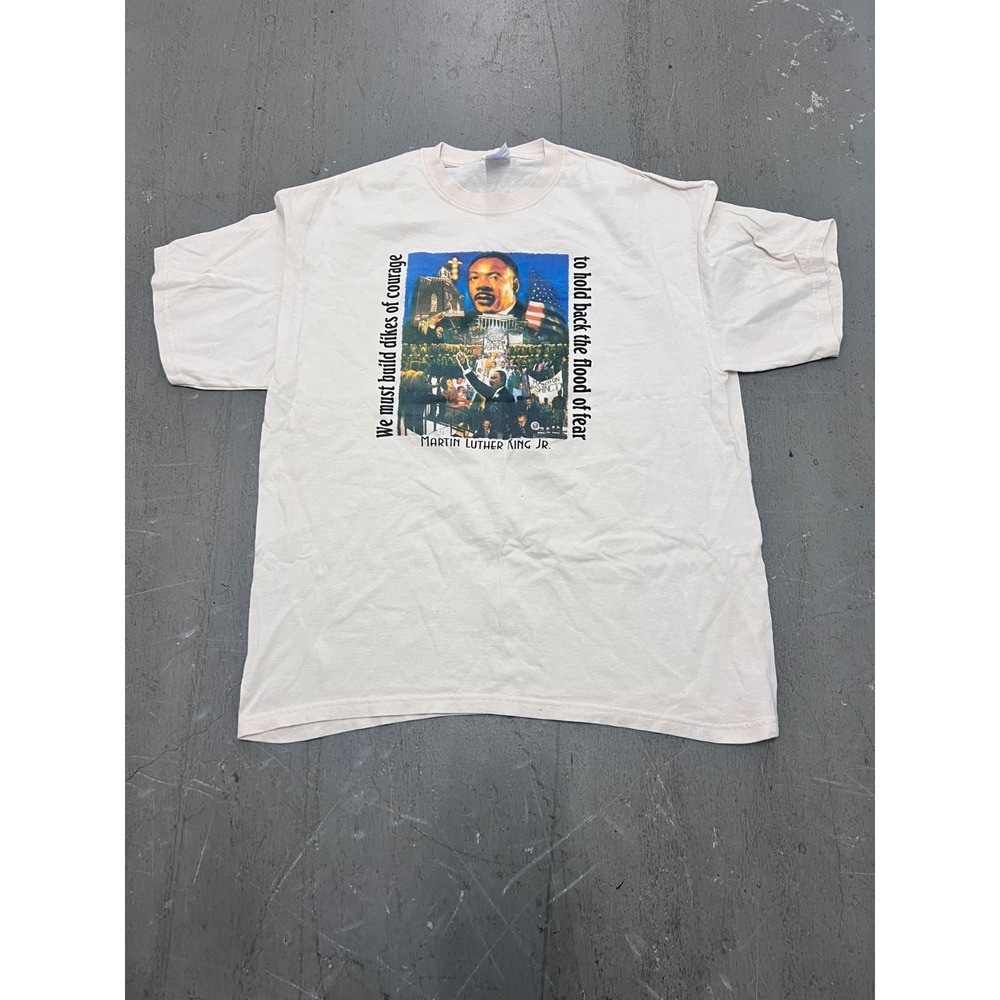 Vintage Gildan T-Shirt Unisex‎ XL White Graphic Print 100% Cotton MLK Freedom